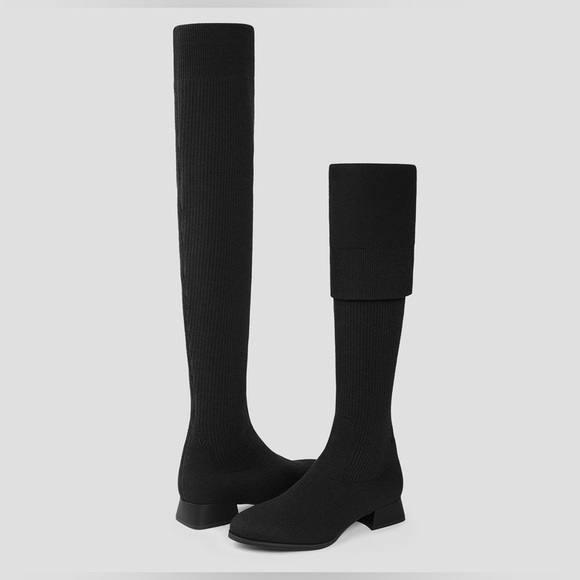 VIVAIA MADELI Round Toe Water Repellent Wool Over The Knee Boots - Picture 2 of 2